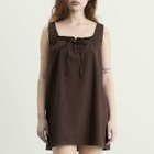 Deiji Studios Women's Button Frill Mini Dress in Umber