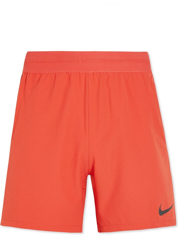Photo: Nike Training - Slim-Fit Pro Mesh-Panelled Recycled Dri-FIT Shorts - Red