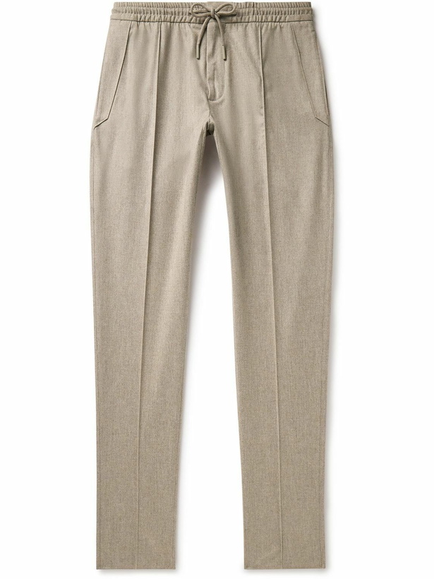 Photo: Zegna - Straight-Leg Wool, Silk and Cashmere-Blend Drawstring Trousers - Neutrals