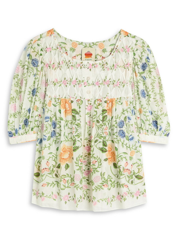 Photo: Farm Rio Folk Floral-print Cotton Blouse Multicoloured