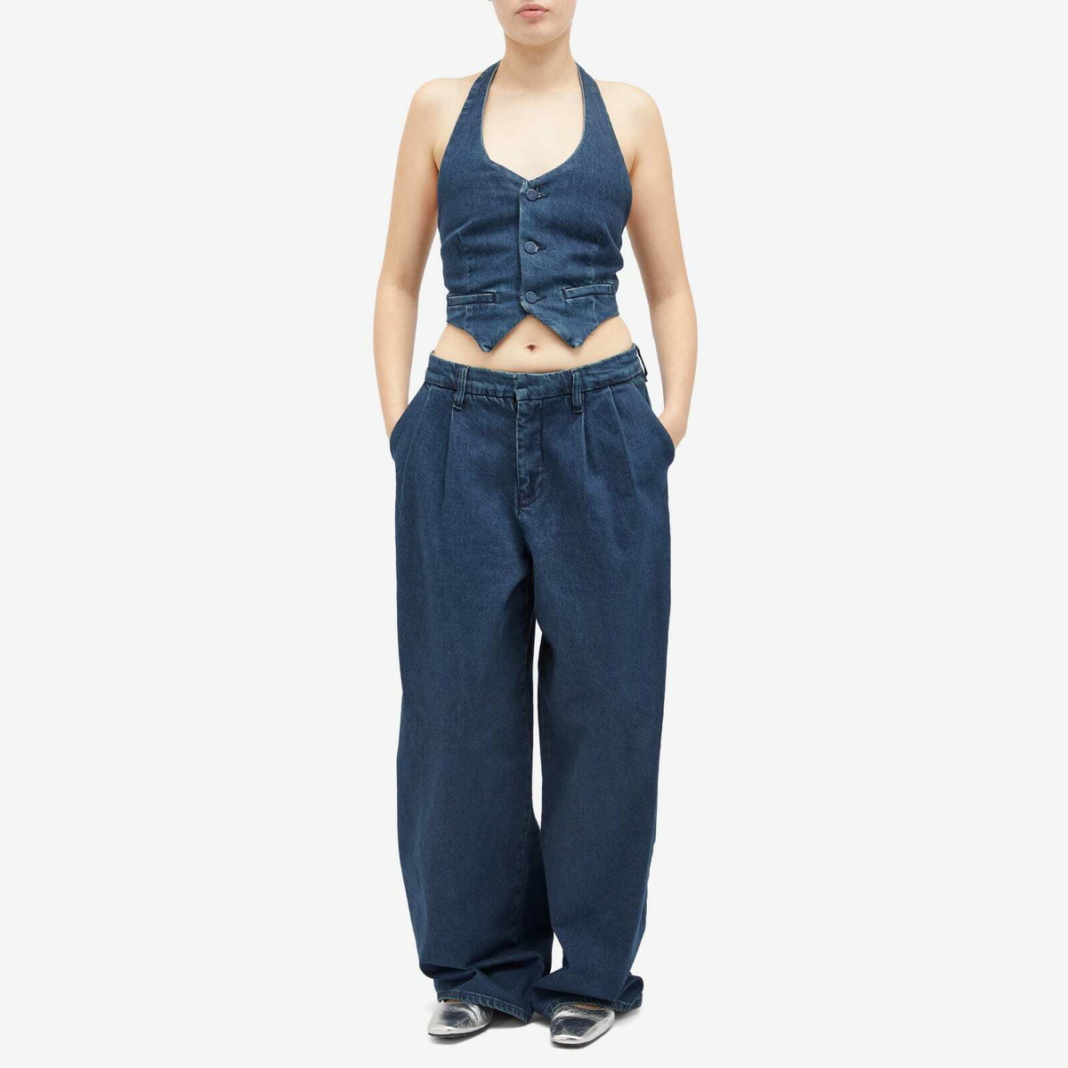 Good American Women's Denim Halter Vest in Indigo