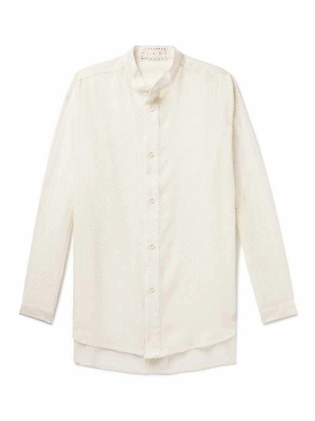 Photo: SMR Days - Tulum Grandad-Collar Fil-Coupé Cotton Shirt - White