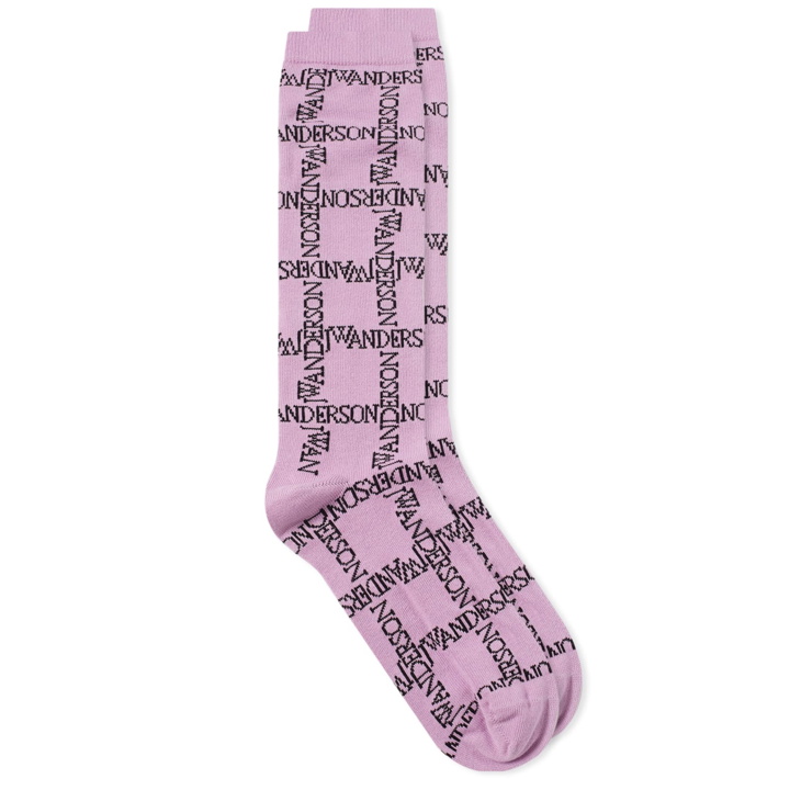 Photo: JW Anderson Women's Logo Grid Long Socks in Lilac/Black