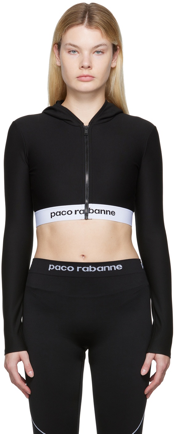 Paco Rabanne Black Bodyline Zip-Up Sweatshirt Paco Rabanne