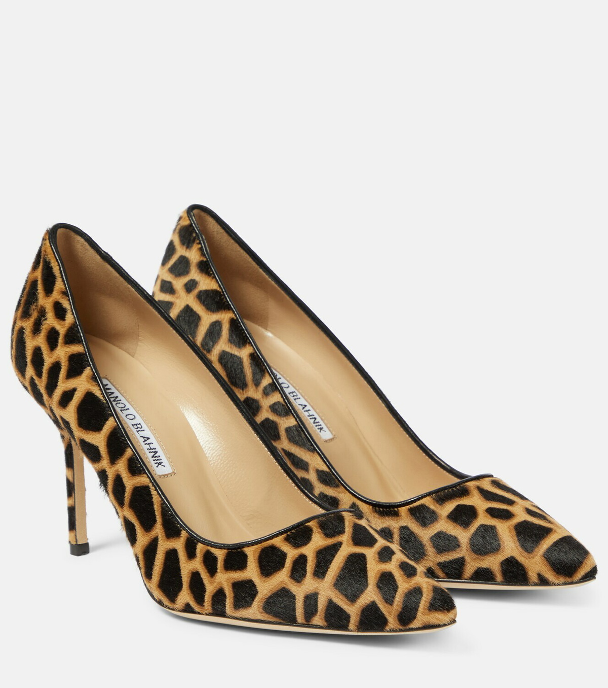 Manolo Blahnik BB 90 giraffe-printed calf hair pumps