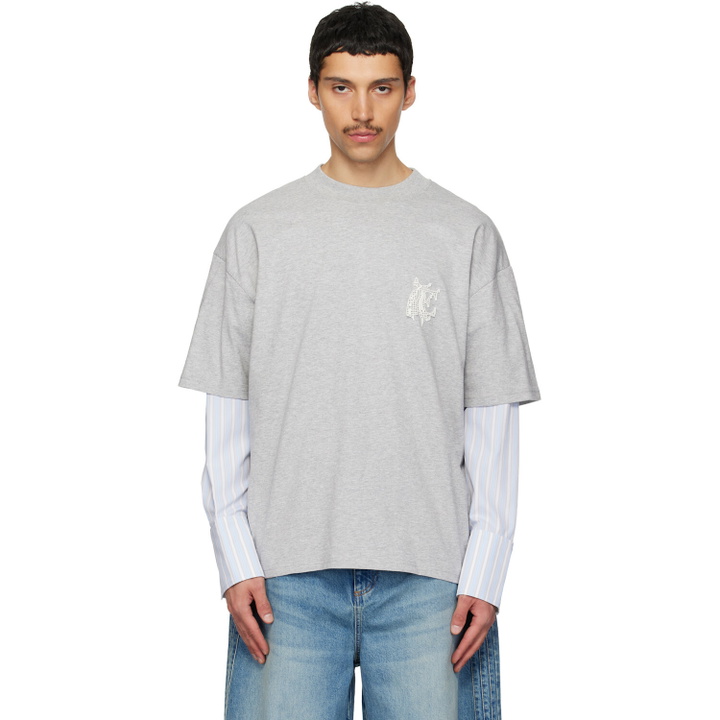 Photo: EGONlab Gray Sculpted Cotton Shirt T-shirt