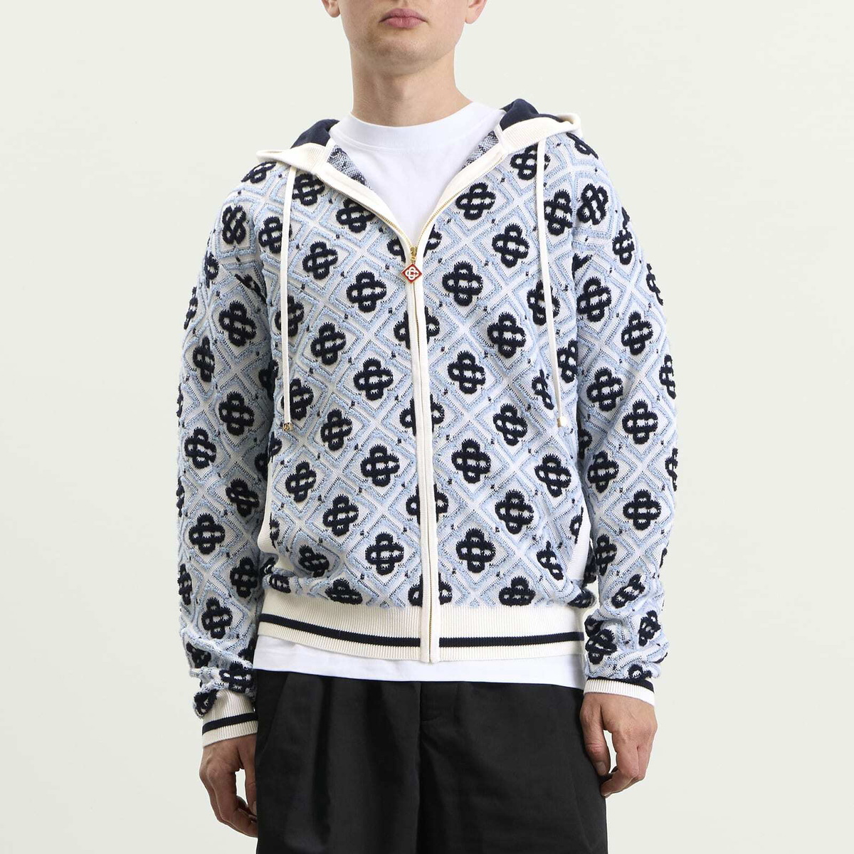 Casablanca Men's Monogram Zip Up Hoodie in Navy
