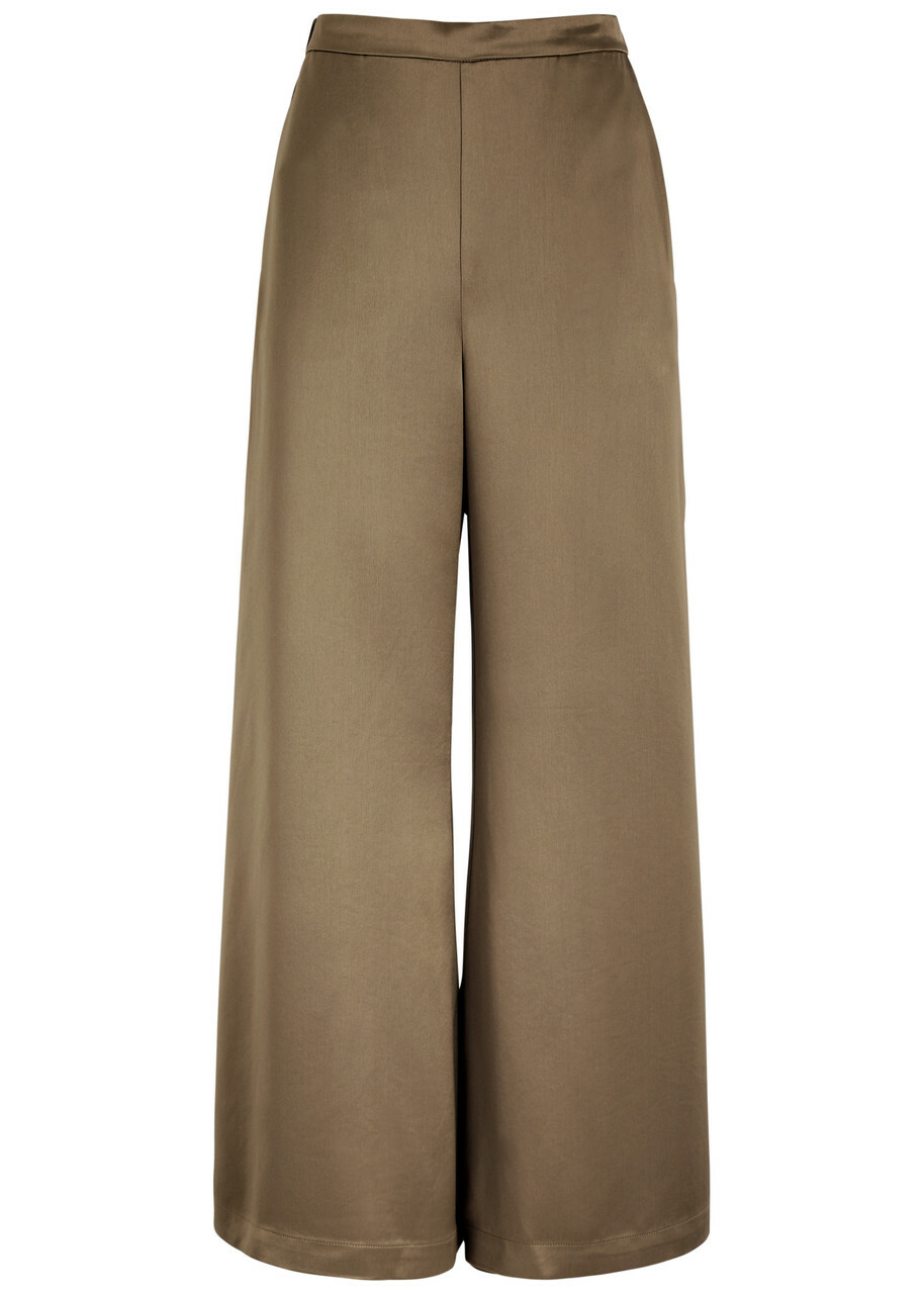 BY Malene Birger Lucee Flared Satin Trousers Light Brown