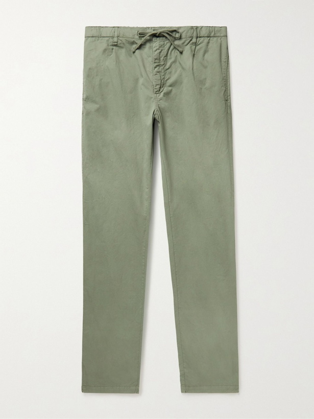 Photo: Hartford - Tanker Slim-Fit Tapered Pleated Cotton-Twill Drawstring Trousers - Green