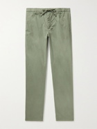 Hartford - Tanker Slim-Fit Tapered Pleated Cotton-Twill Drawstring Trousers - Green