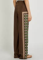 Tory Burch Printed Straight-leg Silk Trousers Brown
