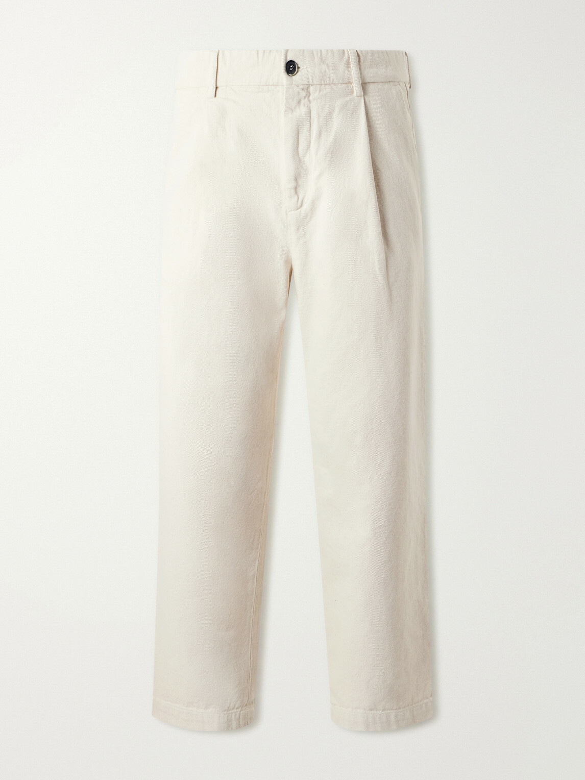 Barena - Straight-Leg Pleated Cotton-Drill Trousers - Neutrals