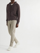 TOM FORD - Garment-Dyed Cotton-Jersey Zip-Up Hoodie - Brown