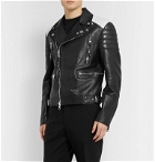 Alexander McQueen - Color-Block Full-Grain Leather Biker Jacket - Black