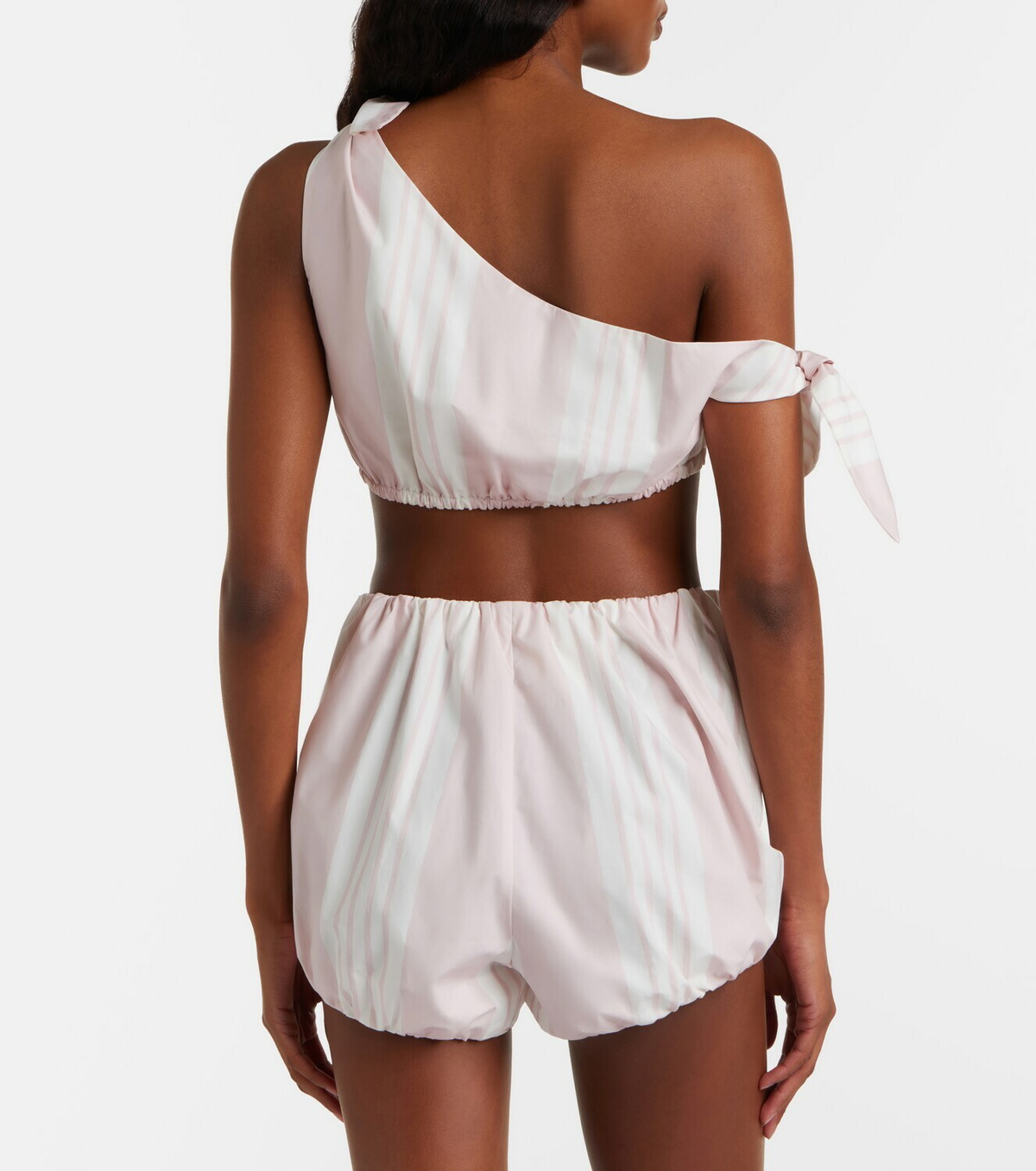 Posse Rosie asymmetric striped cotton crop top