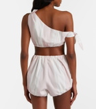 Posse Rosie asymmetric striped cotton crop top