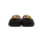 Versace Black Calf Hair Tribute Medusa Driver Loafers