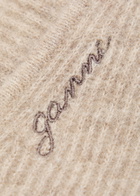 Ganni Logo-embroidered Brushed Wool-blend Balaclava - Beige - One Size