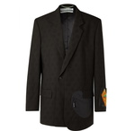 Off-White - Oversized Appliquéd Shell-Trimmed Wool-Jacquard Suit Jacket - Black