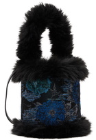 SHUTING QIU Blue & Black Jacquard Patchwork Bucket Bag