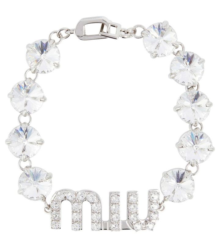 Photo: Miu Miu Logo crystal-embellished bracelet
