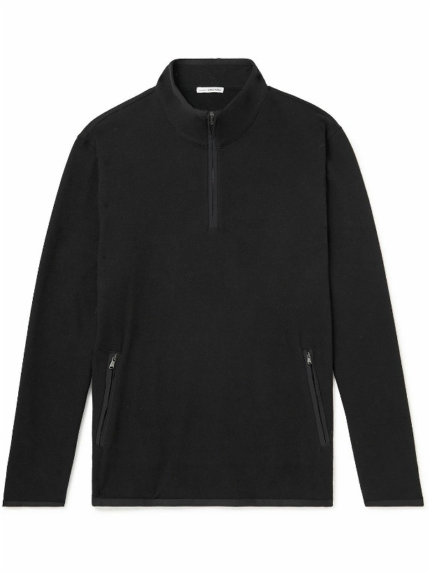 Photo: James Perse - Brushed Cotton-Blend Terry Half-Zip Sweater - Black