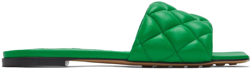 Bottega Veneta Padded Stretch Mule Sandals In Green - Parakeet