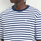 AMI Paris Men's Short Sleeve Boxy Fit Mariniere T-Shirt in Encre/Blanc