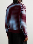 LOEWE - Paula's Ibiza Striped Cotton-Blend Polo Shirt - Burgundy