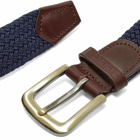 Barbour Men's Stretch Webbing Leather Belt in Navy