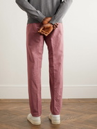 Incotex - Tapered Pleated Stretch-Cotton Trousers - Pink