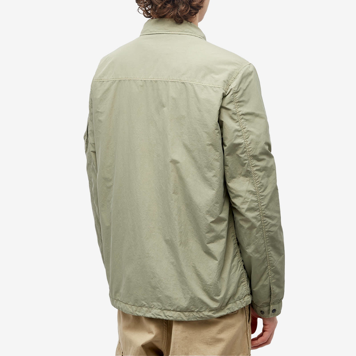 C.P. Company Men's Flatt Nylon Zip Overshirt in Silver Sage