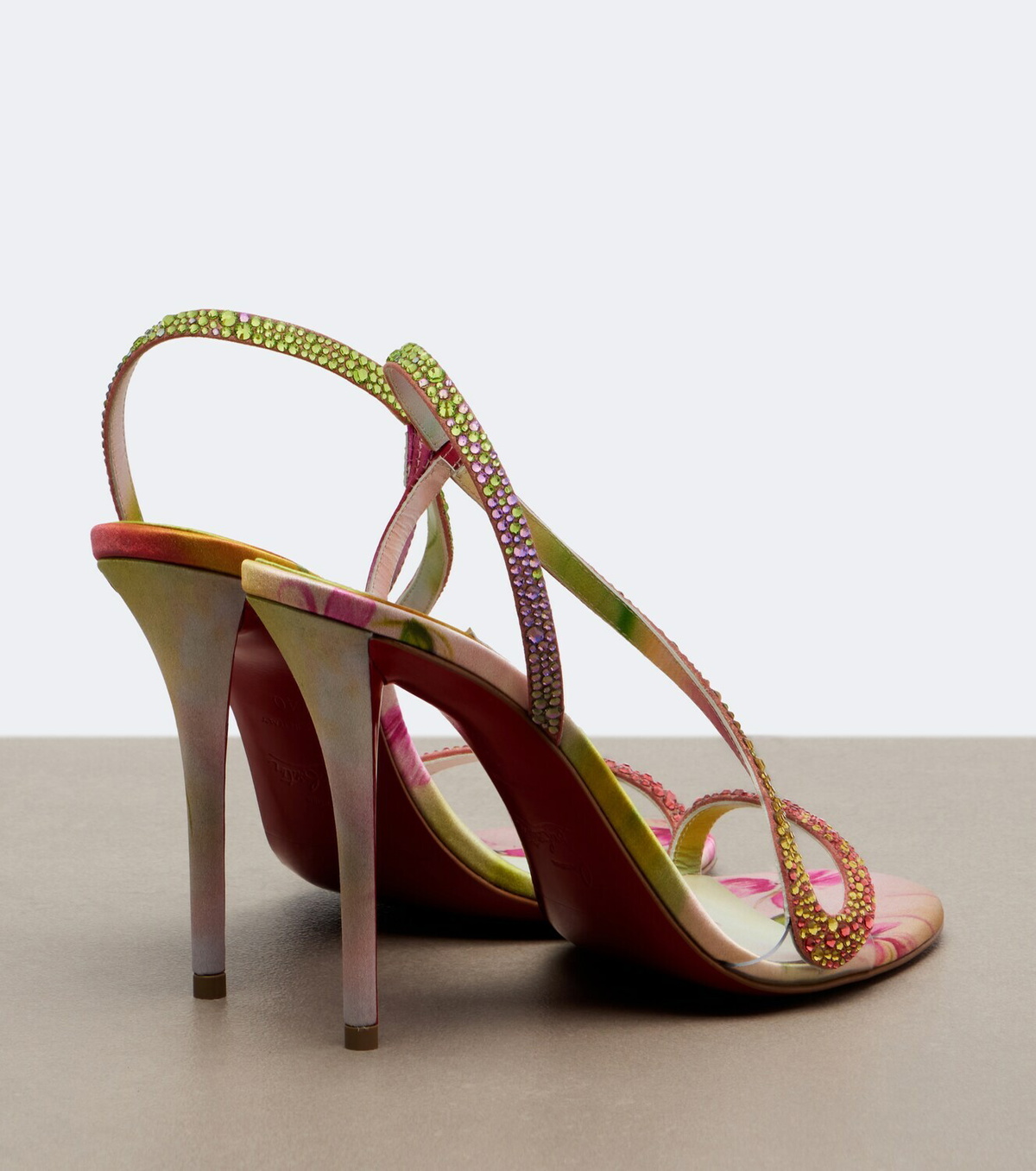 Christian Louboutin Rosalie embellished satin slingback sandals