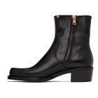 Rochas Homme Black Leather Zip-Up Boots