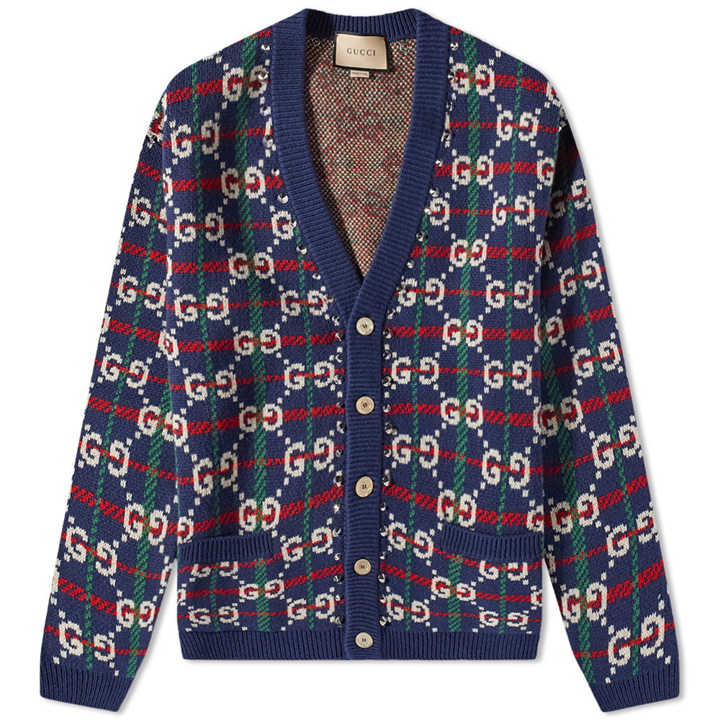 Photo: Gucci Men's GG Knitted Cardigan in Navy