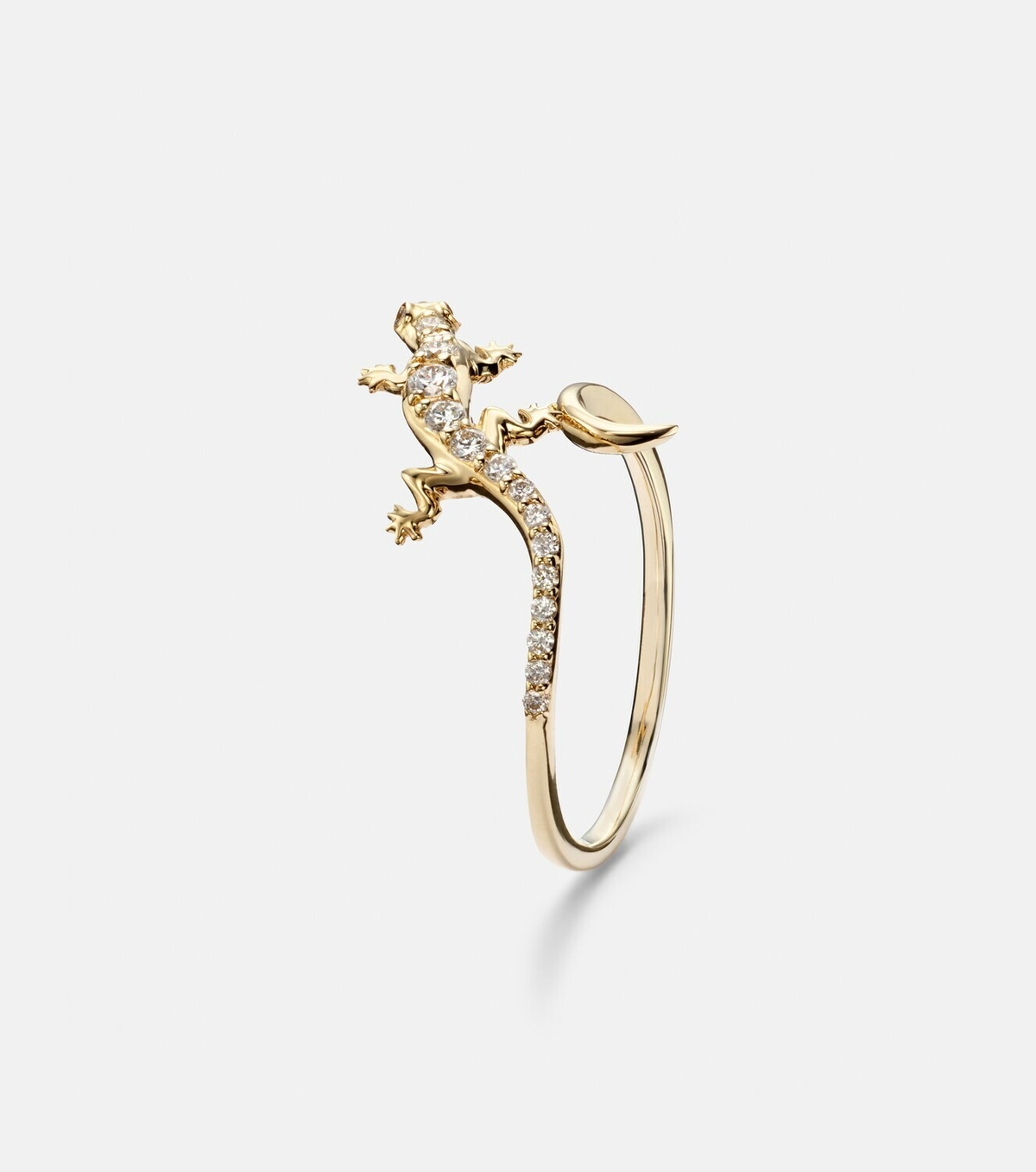 Sydney Evan Lizard 14kt gold ring with diamonds
