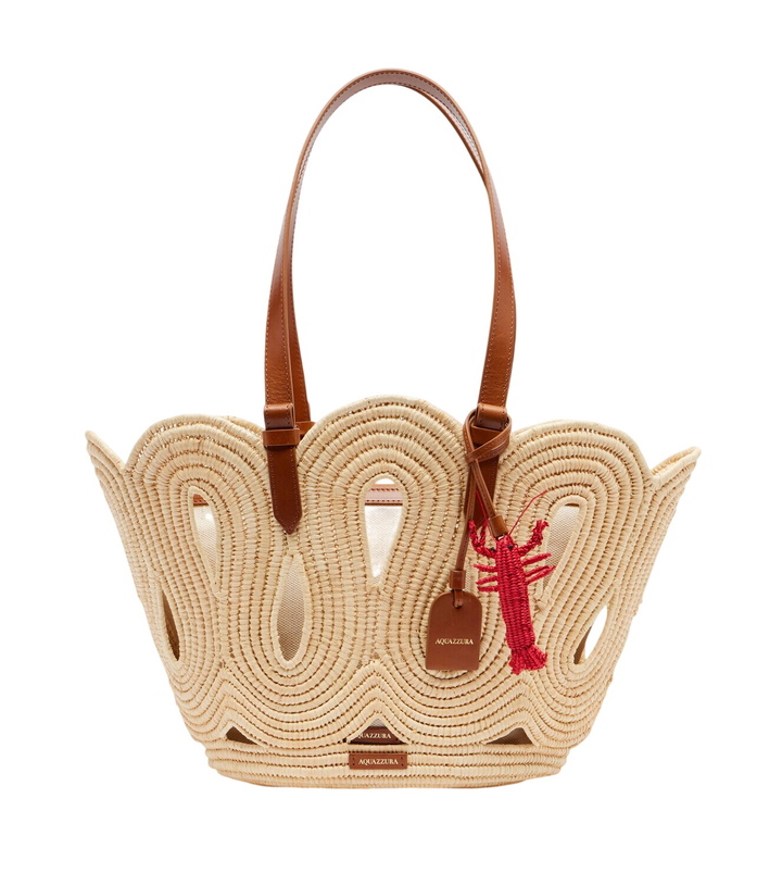 Photo: Aquazzura Artiste Medium raffia tote bag