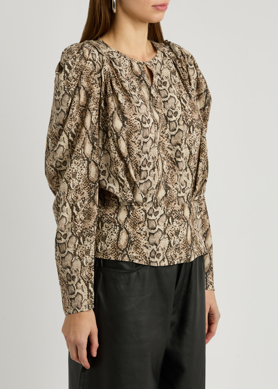 Isabel Marant Zarga Python-print Stretch-silk Blouse Multi Print