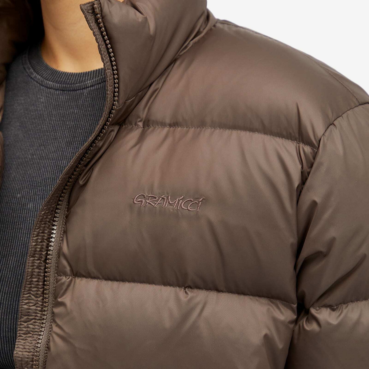 Gramicci Women's Down Puffer Jacket in Dark Brown