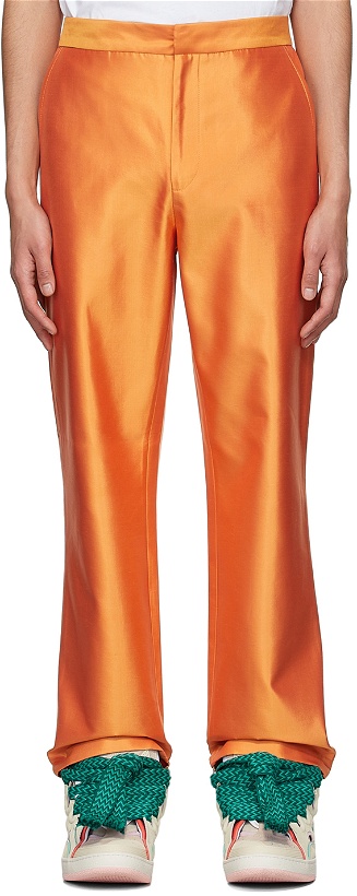 Photo: ERL SSENSE Exclusive Orange Silk Trousers