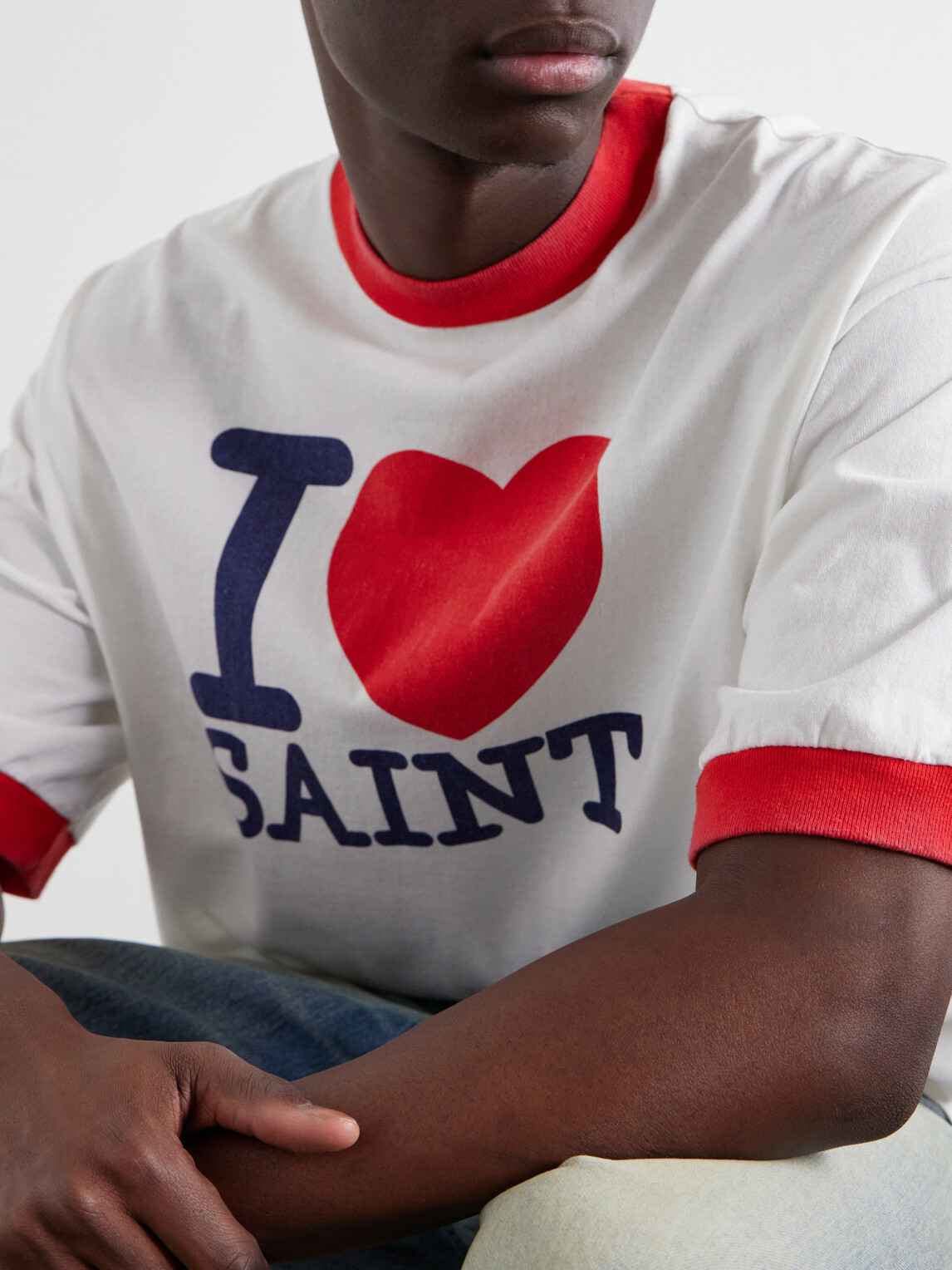 SAINT MXXXXXX - I Love Saint Cotton-Jersey T-Shirt - White