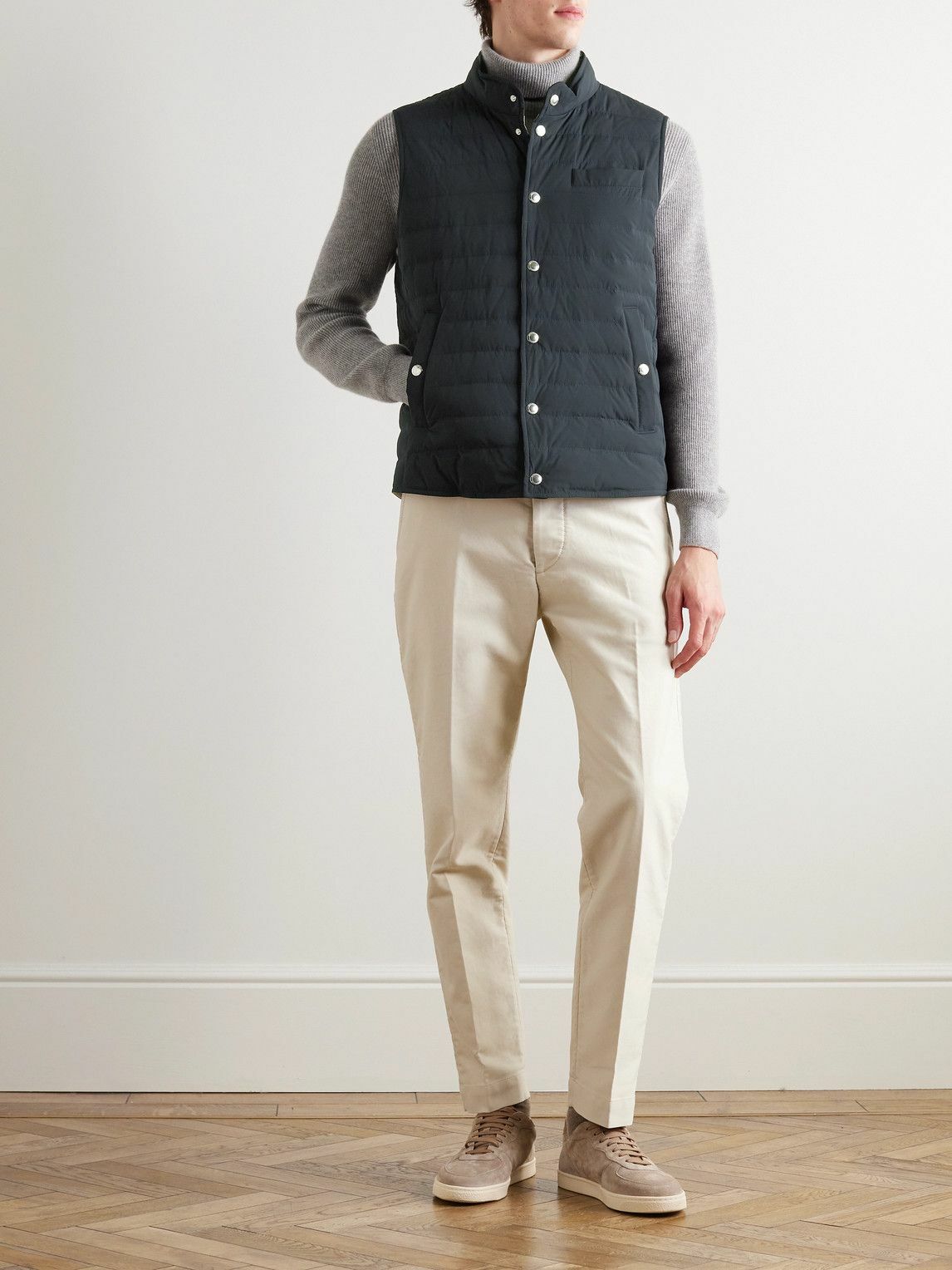 ダウンベスト Brunello Cucinelli Gilet Piumino BRUNELLO CUCINELLI Quilted Shell Hooded Down Gilet for Men