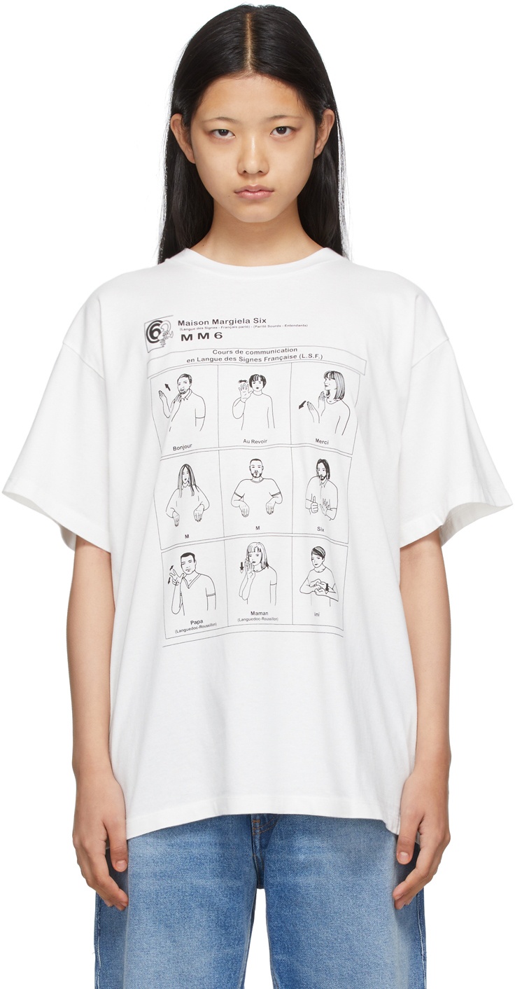 MM6 Maison Margiela Off-White Sign Language T-Shirt MM6 Maison 