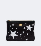 Dolce&Gabbana Printed leather-trimmed satin pouch
