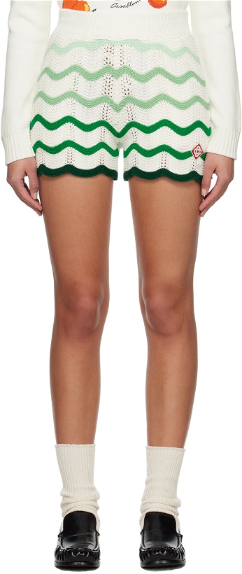 Photo: Casablanca Green & White Wavy Shorts
