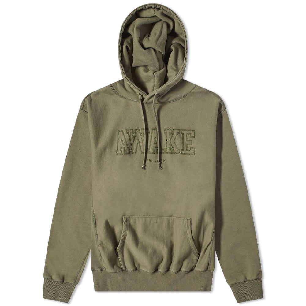 Awake NY Men's Military Embroidered Logo Hoody in Olive Awake NY