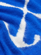Off-White - Logo-Jacquard Mohair-Blend Sweater - Blue