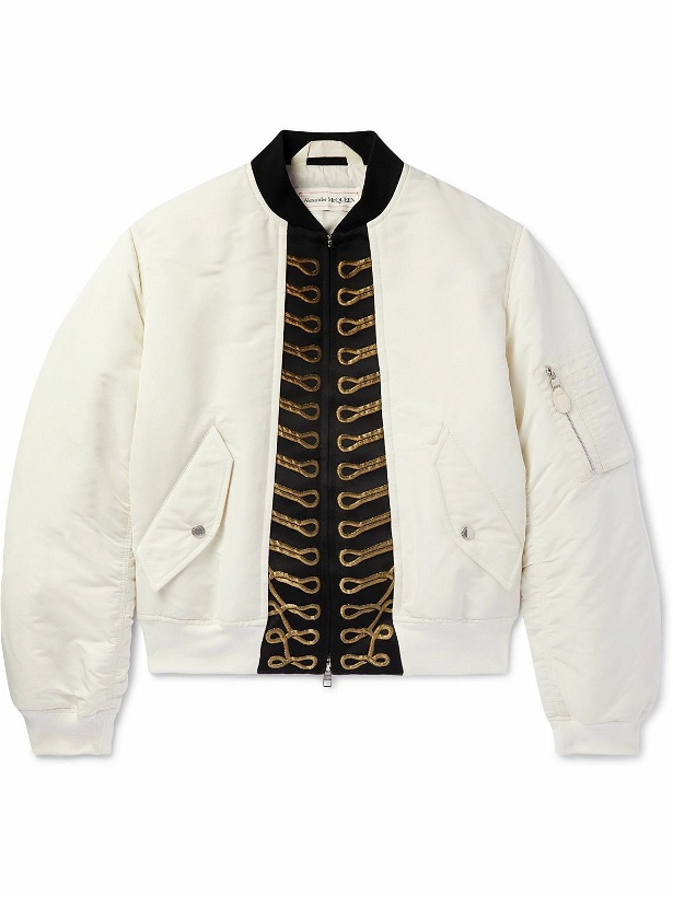 Photo: Alexander McQueen - Embroidered Shell Bomber Jacket - White