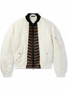Alexander McQueen - Embroidered Shell Bomber Jacket - White