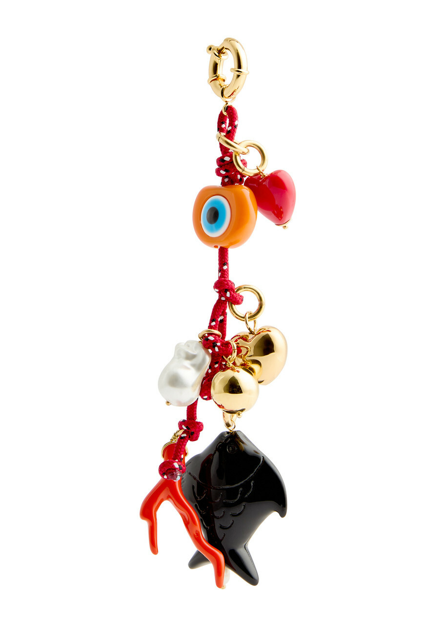Timeless Pearly Charm-embellished 24kt Gold-plated Keyring - Multicoloured - One Size